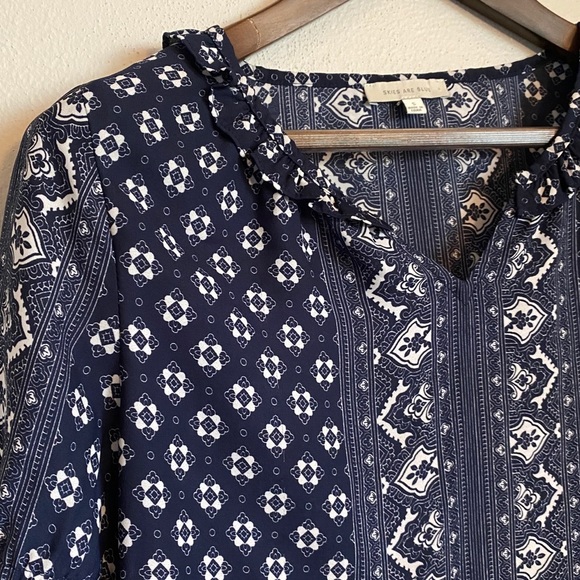 Skies Are Blue Semi Sheer Ruffle Sleeve Blouse - Picture 2 of 8